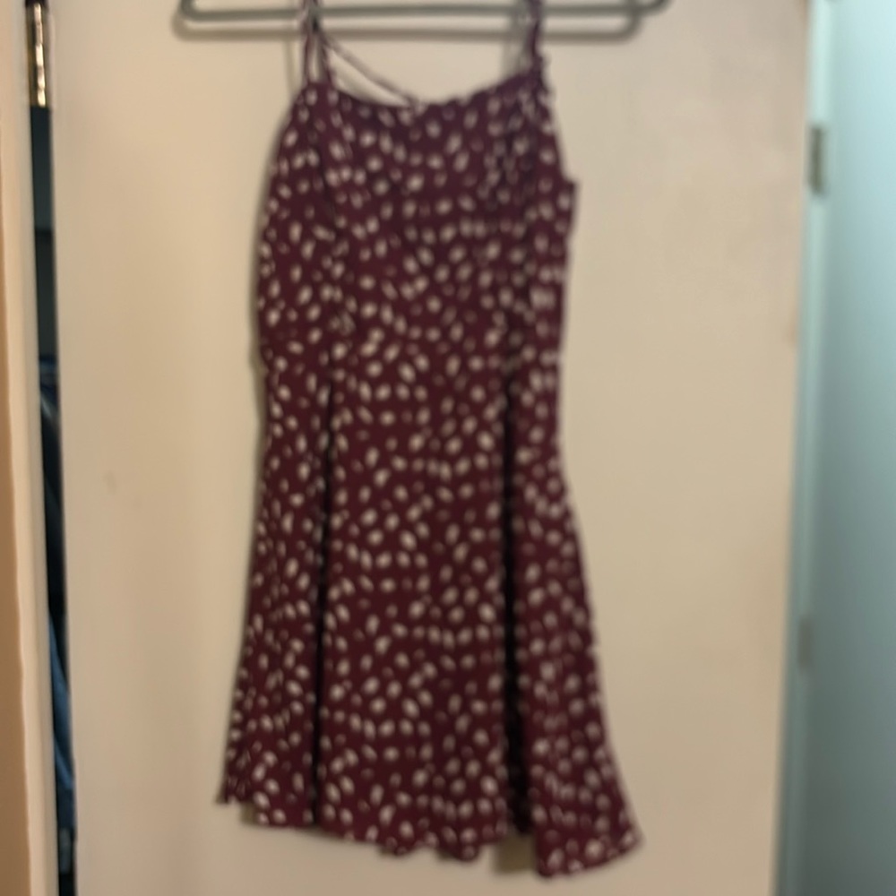 Lola grace mini dotted maroon dress. Worn once. Size medium.